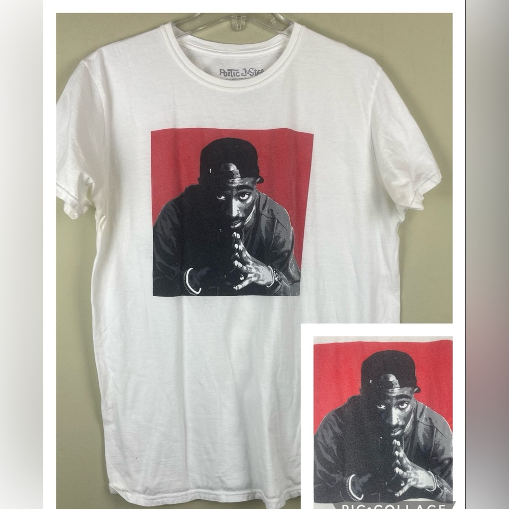 Tupac Shakur Poetic Justice Graphic Tee T-shirt Mens Size Large 100% cotton